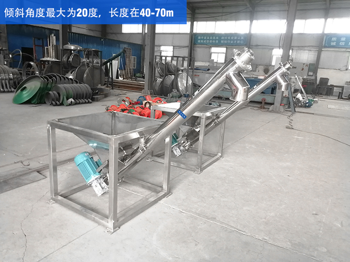 GX型絞龍輸送機(jī)傾斜角度最大為20度，長度在40-70m