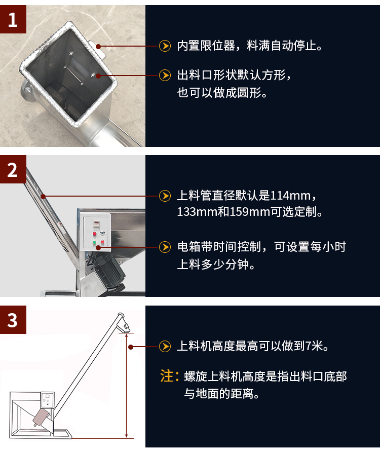 不銹鋼螺旋輸送機自動上料，可定制管徑，高度可做到7米